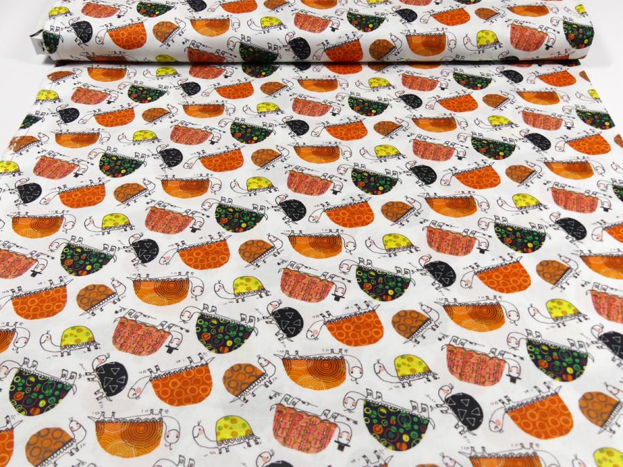 Patchworkstoff von Benartex aus der Serie Frogtastic mit Schildkröten in orange